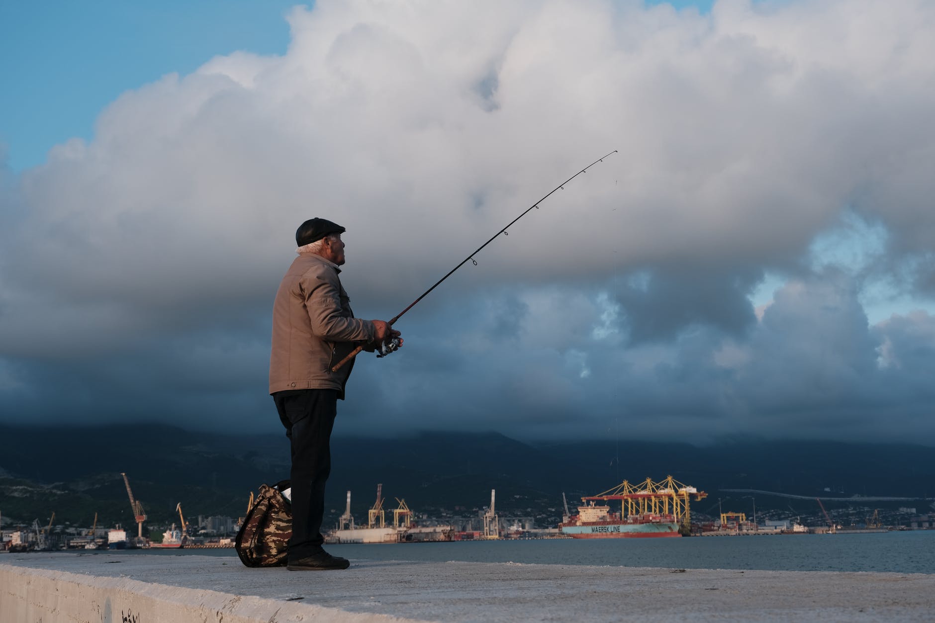 fishing sea man beach